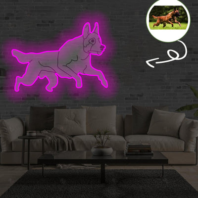 Custom Malinois Pop-Art Neon Sign with Your Dog's Photo - Personalized Pet Name Art - Unique Home Decor & Gift for Dog Lovers - Pet-Themed Lighting
