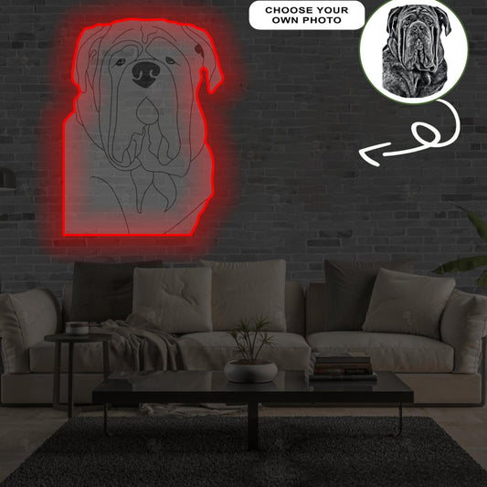 Custom Neapolitan mastiff Pop-Art Neon Sign with Your Dog's Photo - Personalized Pet Name Art - Unique Home Decor & Gift for Dog Lovers - Pet-Themed Lighting
