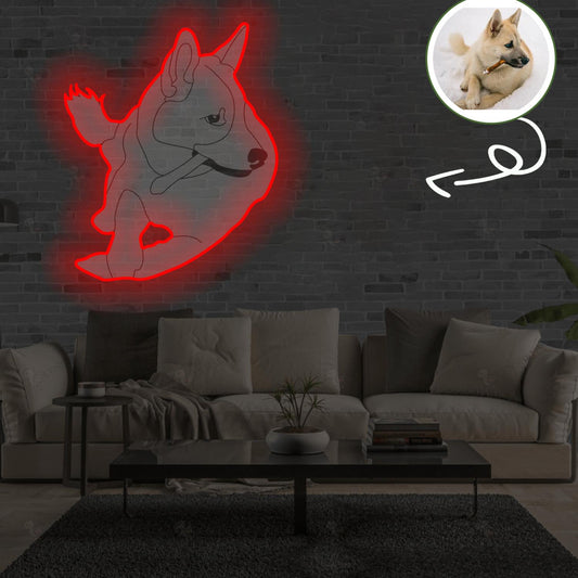 Custom Norwegian buhund Pop-Art Neon Sign with Your Dog's Photo - Personalized Pet Name Art - Unique Home Decor & Gift for Dog Lovers - Pet-Themed Lighting