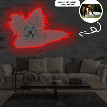 Custom Papillon Pop-Art Neon Sign with Your Dog's Photo - Personalized Pet Name Art - Unique Home Decor & Gift for Dog Lovers - Pet-Themed Lighting