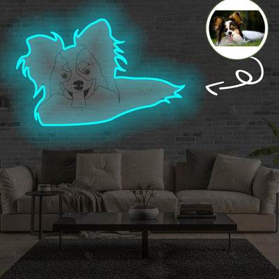Custom Papillon Pop-Art Neon Sign with Your Dog's Photo - Personalized Pet Name Art - Unique Home Decor & Gift for Dog Lovers - Pet-Themed Lighting