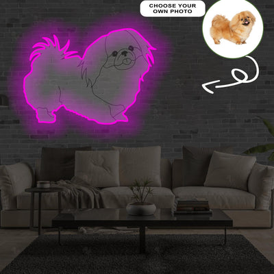 Custom Pekingese Pop-Art Neon Sign with Your Dog's Photo - Personalized Pet Name Art - Unique Home Decor & Gift for Dog Lovers - Pet-Themed Lighting