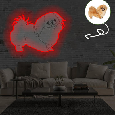 Custom Pekingese Pop-Art Neon Sign with Your Dog's Photo - Personalized Pet Name Art - Unique Home Decor & Gift for Dog Lovers - Pet-Themed Lighting