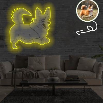 Custom Pembroke Welsh Corgi Pop-Art Neon Sign with Your Dog's Photo - Personalized Pet Name Art - Unique Home Decor & Gift for Dog Lovers - Pet-Themed Lighting