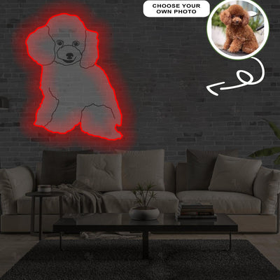 Custom Poodle Pop-Art Neon Sign with Your Dog's Photo - Personalized Pet Name Art - Unique Home Decor & Gift for Dog Lovers - Pet-Themed Lighting