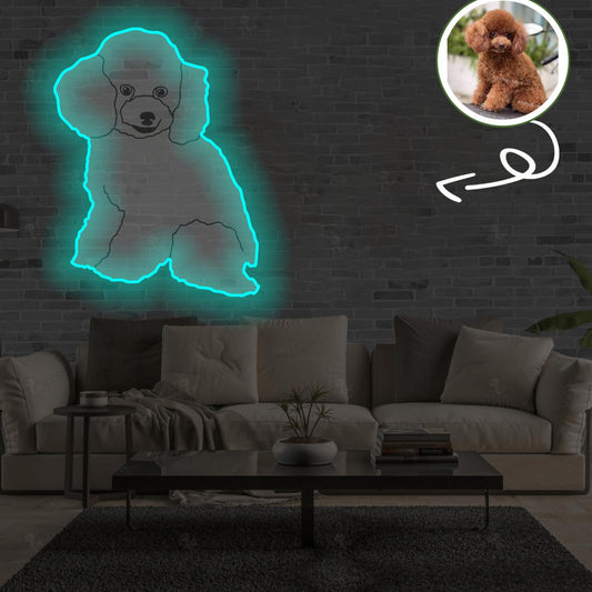 Custom Poodle Pop-Art Neon Sign with Your Dog's Photo - Personalized Pet Name Art - Unique Home Decor & Gift for Dog Lovers - Pet-Themed Lighting