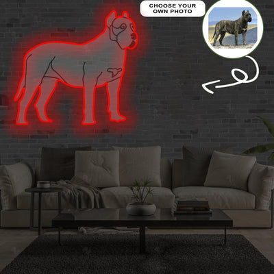 Custom Presa canario Pop-Art Neon Sign with Your Dog's Photo - Personalized Pet Name Art - Unique Home Decor & Gift for Dog Lovers - Pet-Themed Lighting