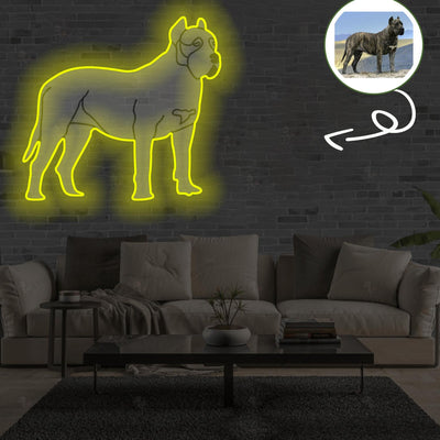 Custom Presa canario Pop-Art Neon Sign with Your Dog's Photo - Personalized Pet Name Art - Unique Home Decor & Gift for Dog Lovers - Pet-Themed Lighting