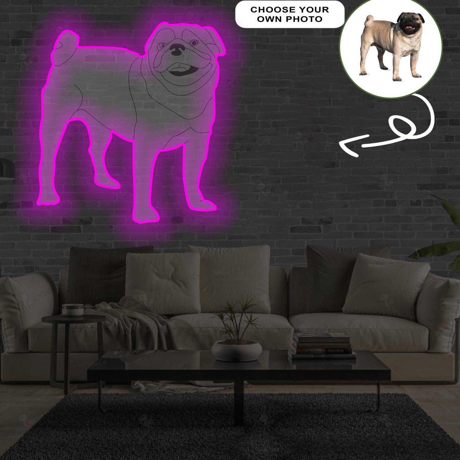 Custom Pug Pop-Art Neon Sign with Your Dog's Photo - Personalized Pet Name Art - Unique Home Decor & Gift for Dog Lovers - Pet-Themed Lighting