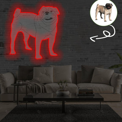 Custom Pug Pop-Art Neon Sign with Your Dog's Photo - Personalized Pet Name Art - Unique Home Decor & Gift for Dog Lovers - Pet-Themed Lighting