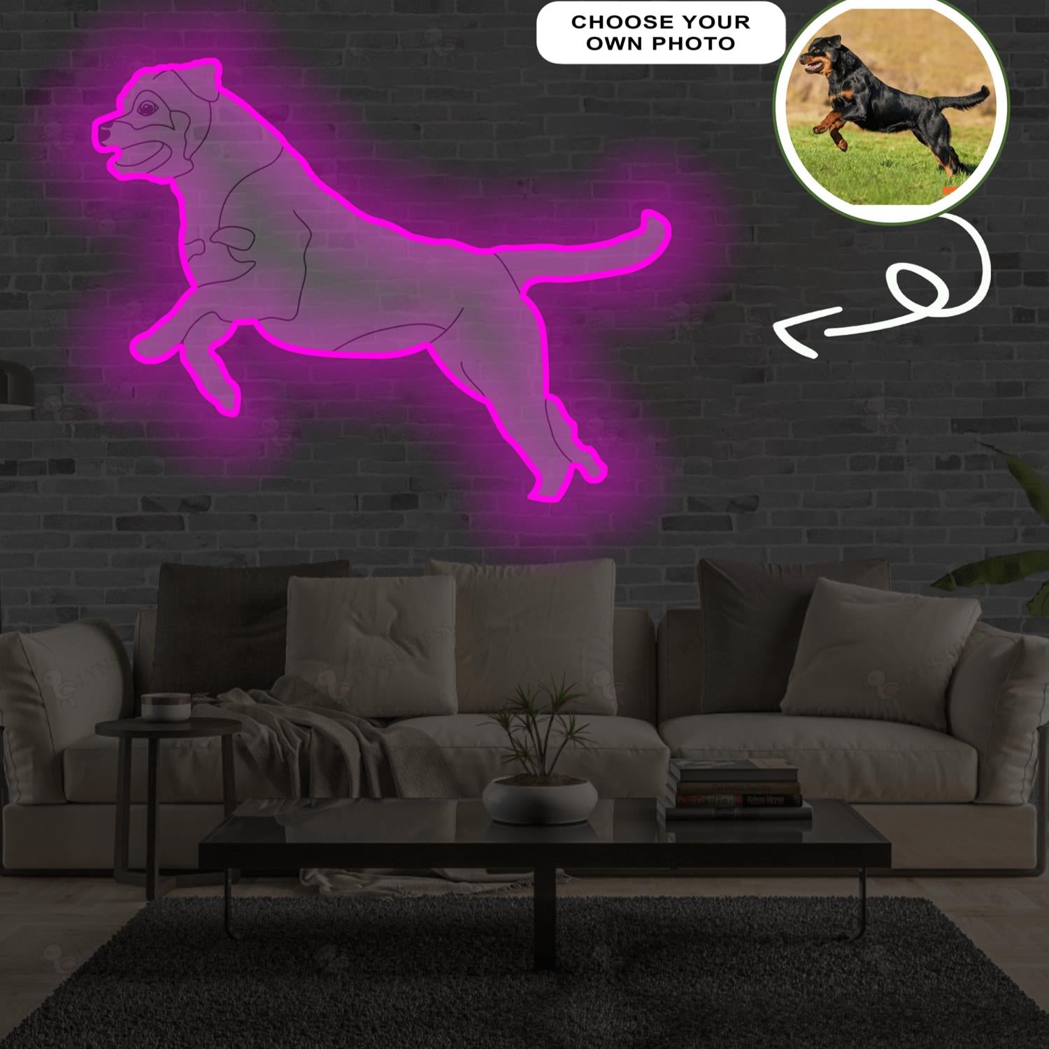Custom Rottweiler Pop-Art Neon Sign with Your Dog's Photo - Personalized Pet Name Art - Unique Home Decor & Gift for Dog Lovers - Pet-Themed Lighting