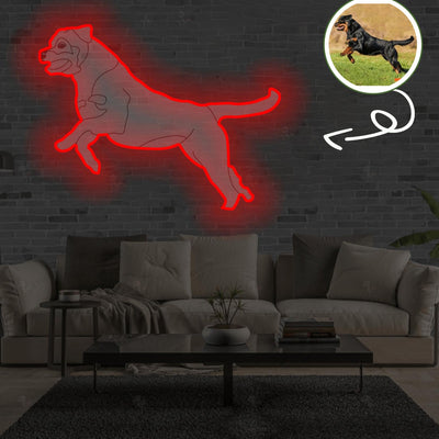 Custom Rottweiler Pop-Art Neon Sign with Your Dog's Photo - Personalized Pet Name Art - Unique Home Decor & Gift for Dog Lovers - Pet-Themed Lighting