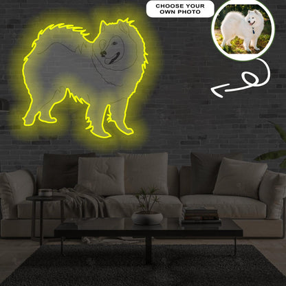 Custom Samoyed Pop-Art Neon Sign with Your Dog's Photo - Personalized Pet Name Art - Unique Home Decor & Gift for Dog Lovers - Pet-Themed Lighting