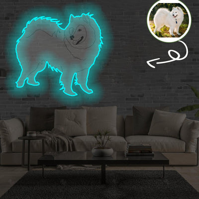Custom Samoyed Pop-Art Neon Sign with Your Dog's Photo - Personalized Pet Name Art - Unique Home Decor & Gift for Dog Lovers - Pet-Themed Lighting