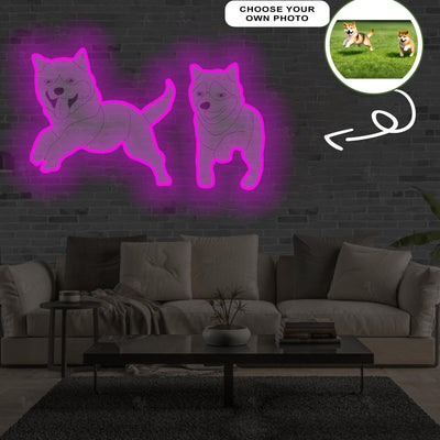 Custom Shiba inu Pop-Art Neon Sign with Your Dog's Photo - Personalized Pet Name Art - Unique Home Decor & Gift for Dog Lovers - Pet-Themed Lighting