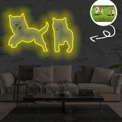 Custom Shiba inu Pop-Art Neon Sign with Your Dog's Photo - Personalized Pet Name Art - Unique Home Decor & Gift for Dog Lovers - Pet-Themed Lighting