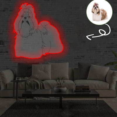 Custom Shih Tzu Pop-Art Neon Sign with Your Dog's Photo - Personalized Pet Name Art - Unique Home Decor & Gift for Dog Lovers - Pet-Themed Lighting