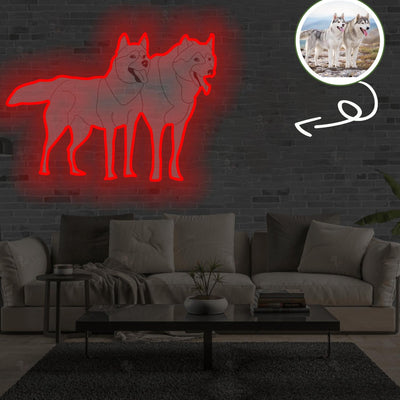 Custom Siberian Husky Pop-Art Neon Sign with Your Dog's Photo - Personalized Pet Name Art - Unique Home Decor & Gift for Dog Lovers - Pet-Themed Lighting