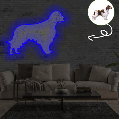 Custom Spaniel welsh springer Pop-Art Neon Sign with Your Dog's Photo - Personalized Pet Name Art - Unique Home Decor & Gift for Dog Lovers - Pet-Themed Lighting