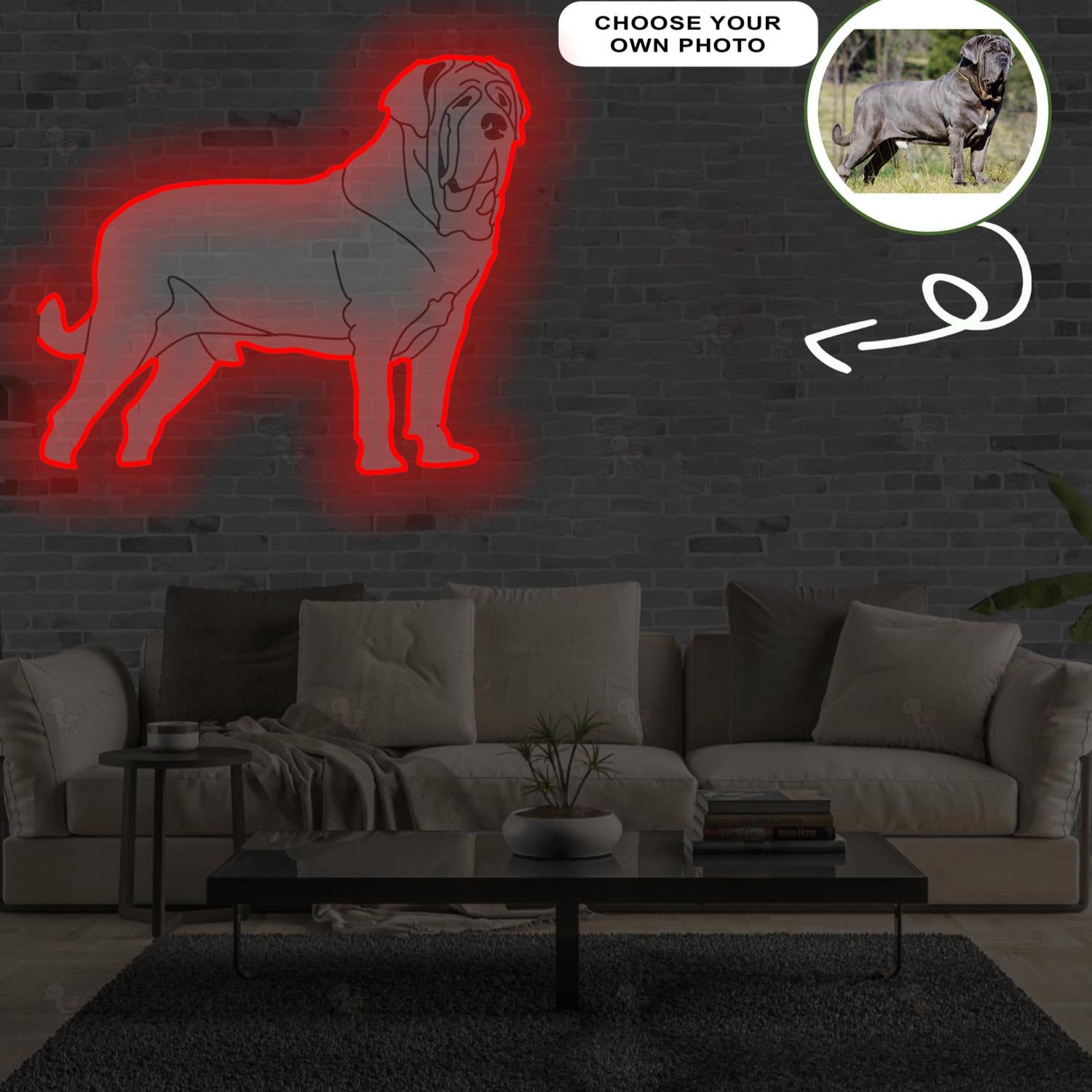 Custom Spanish mastiff Pop-Art Neon Sign with Your Dog's Photo - Personalized Pet Name Art - Unique Home Decor & Gift for Dog Lovers - Pet-Themed Lighting