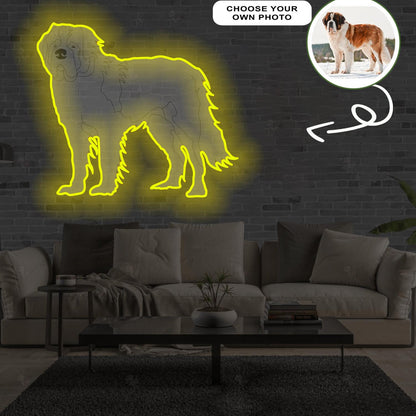 Custom St. bernard Pop-Art Neon Sign with Your Dog's Photo - Personalized Pet Name Art - Unique Home Decor & Gift for Dog Lovers - Pet-Themed Lighting