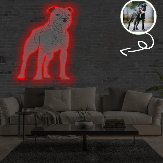 Custom Staffordshire bull terrier Pop-Art Neon Sign with Your Dog's Photo - Personalized Pet Name Art - Unique Home Decor & Gift for Dog Lovers - Pet-Themed Lighting