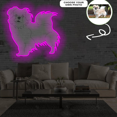 Custom Tibetan spaniel Pop-Art Neon Sign with Your Dog's Photo - Personalized Pet Name Art - Unique Home Decor & Gift for Dog Lovers - Pet-Themed Lighting