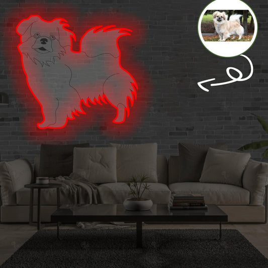 Custom Tibetan spaniel Pop-Art Neon Sign with Your Dog's Photo - Personalized Pet Name Art - Unique Home Decor & Gift for Dog Lovers - Pet-Themed Lighting