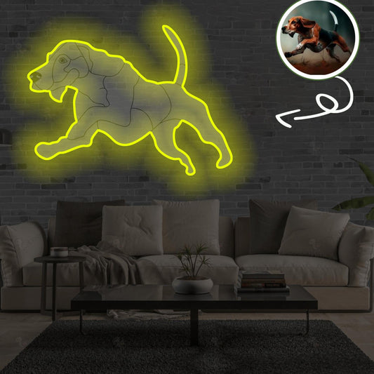 Custom Treeing Walker Coonhound Pop-Art Neon Sign with Your Dog's Photo - Personalized Pet Name Art - Unique Home Decor & Gift for Dog Lovers - Pet-Themed Lighting