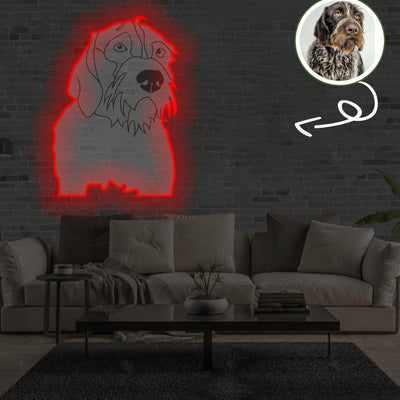 Custom Wirehaired Pointing Griffon Pop-Art Neon Sign with Your Dog's Photo - Personalized Pet Name Art - Unique Home Decor & Gift for Dog Lovers - Pet-Themed Lighting