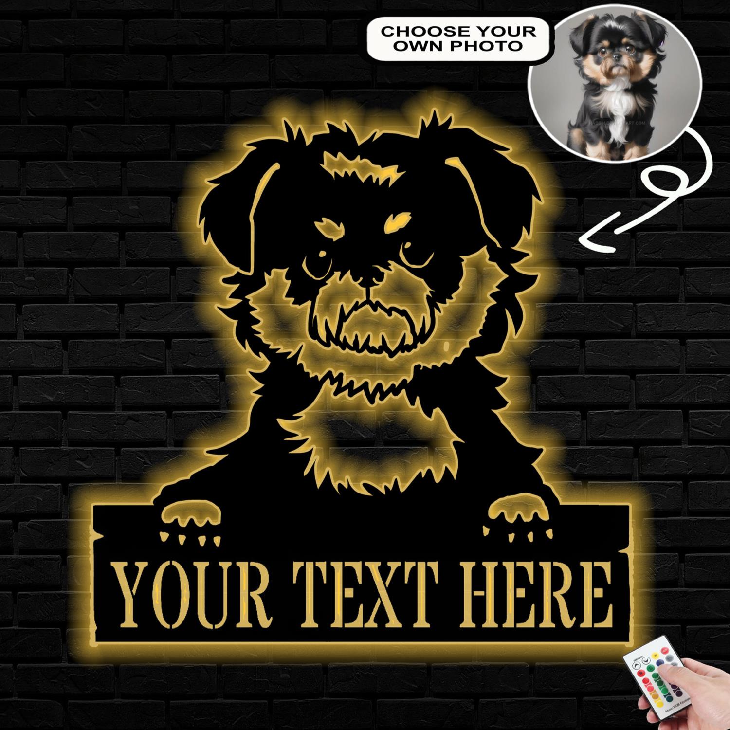 Personalized Affenpinscher Dog Metal Sign Led Lights Custom Name Photo