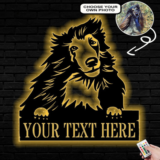 Personalized Afghan hound Dog Metal Sign Led Lights Custom Name Photo