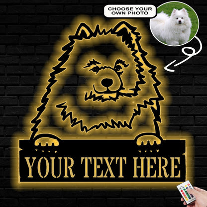 Personalized American eskimos Dog Metal Sign Led Lights Custom Name Photo