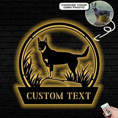 Personalized Australian cattle dog Dog Metal Sign Led Lights Custom Name Photo