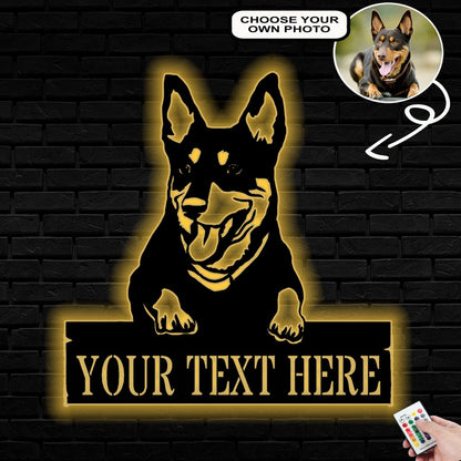 Personalized Australian hound Dog Metal Sign Led Lights Custom Name Photo
