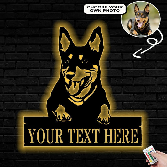 Personalized Australian hound Dog Metal Sign Led Lights Custom Name Photo