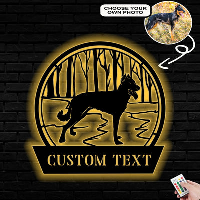 Personalized Beauceron Dog Metal Sign Led Lights Custom Name Photo