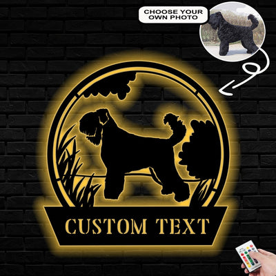 Personalized Black russian terrier Dog Metal Sign Led Lights Custom Name Photo