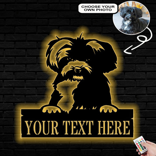 Personalized Bolonka zwetna Dog Metal Sign Led Lights Custom Name Photo