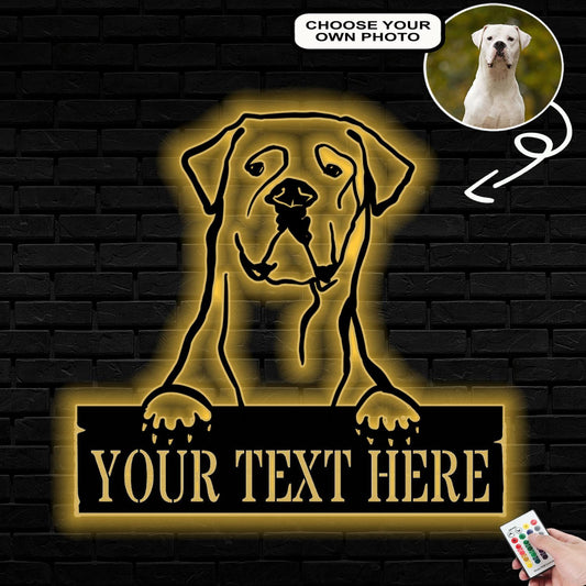 Personalized Bordeaux great dane Dog Metal Sign Led Lights Custom Name Photo