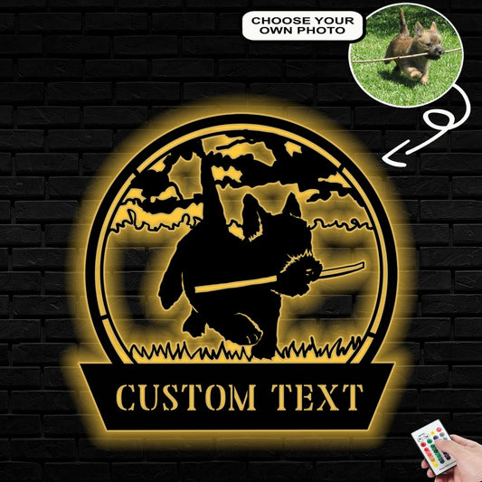 Personalized Cairn terrier Dog Metal Sign Led Lights Custom Name Photo