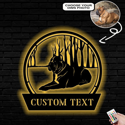 Personalized Cane Corso Dog Metal Sign Led Lights Custom Name Photo