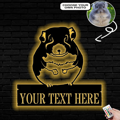 Personalized Chinchilla Dog Metal Sign Led Lights Custom Name Photo