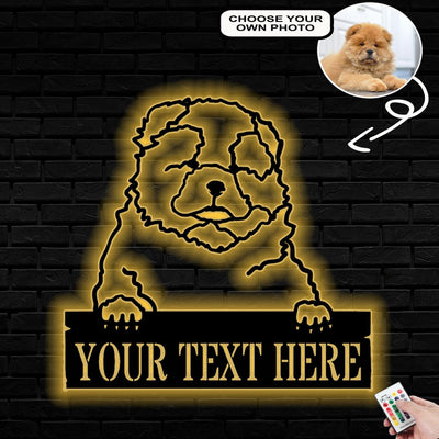 Personalized Chow chow Dog Metal Sign Led Lights Custom Name Photo