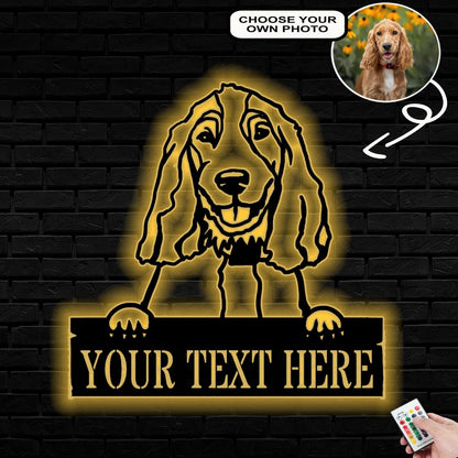 Personalized Cocker Spaniel Dog Metal Sign Led Lights Custom Name Photo