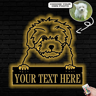 Personalized Coton de tulear Dog Metal Sign Led Lights Custom Name Photo