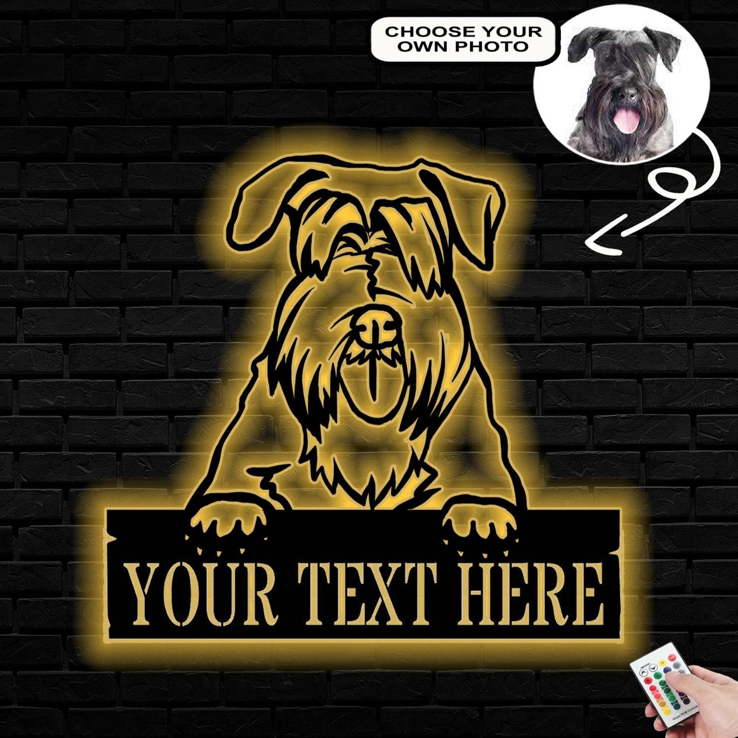 Personalized Czech terrier Dog Metal Sign Led Lights Custom Name Photo