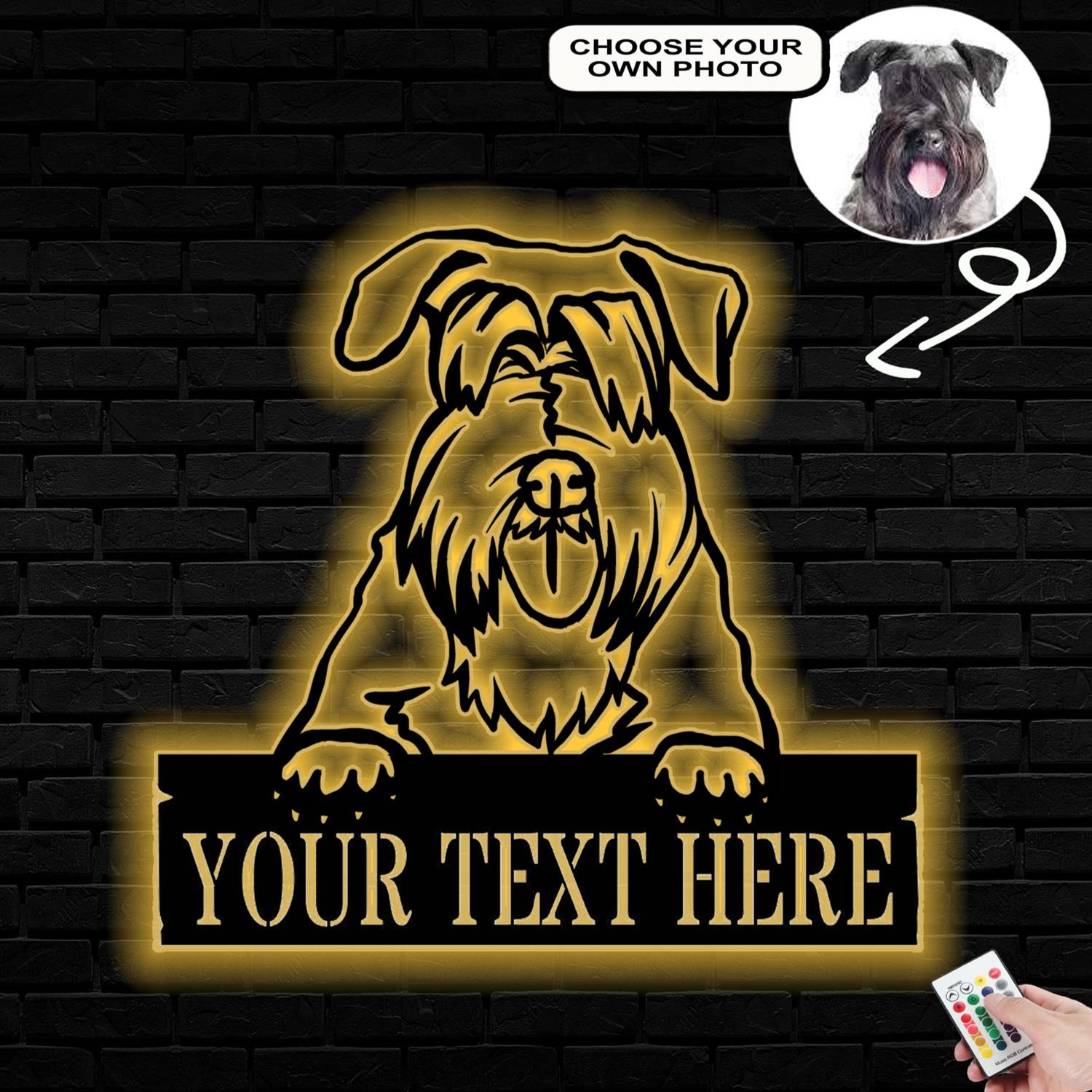 Personalized Czech terrier Dog Metal Sign Led Lights Custom Name Photo