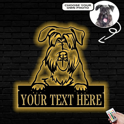 Personalized Czech terrier Dog Metal Sign Led Lights Custom Name Photo