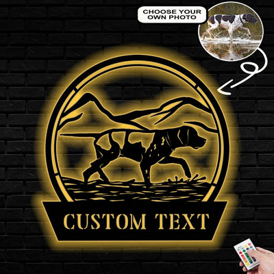 Personalized English pointer Dog Metal Sign Led Lights Custom Name Photo